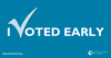 The words, "I Voted Early" with the hashtag Our Faith Our Vote. United Church of Christ Logo