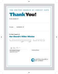 Our Church's Wider Mission (OCWM) | Thank You for Giving Certificate