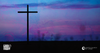 Silhouette of a cross with a water color sky. Includes an image of a crown of thorns and nail. Good Friday, United Church of Christ logo