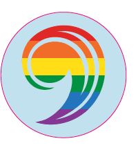 Lapel Pin - Rainbow Comma - Round